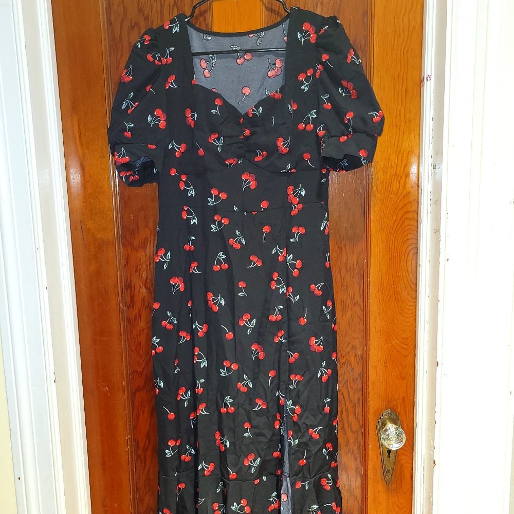 COPY - SHEIN Cherry Thigh Slit Milkmaid Dress 8/10